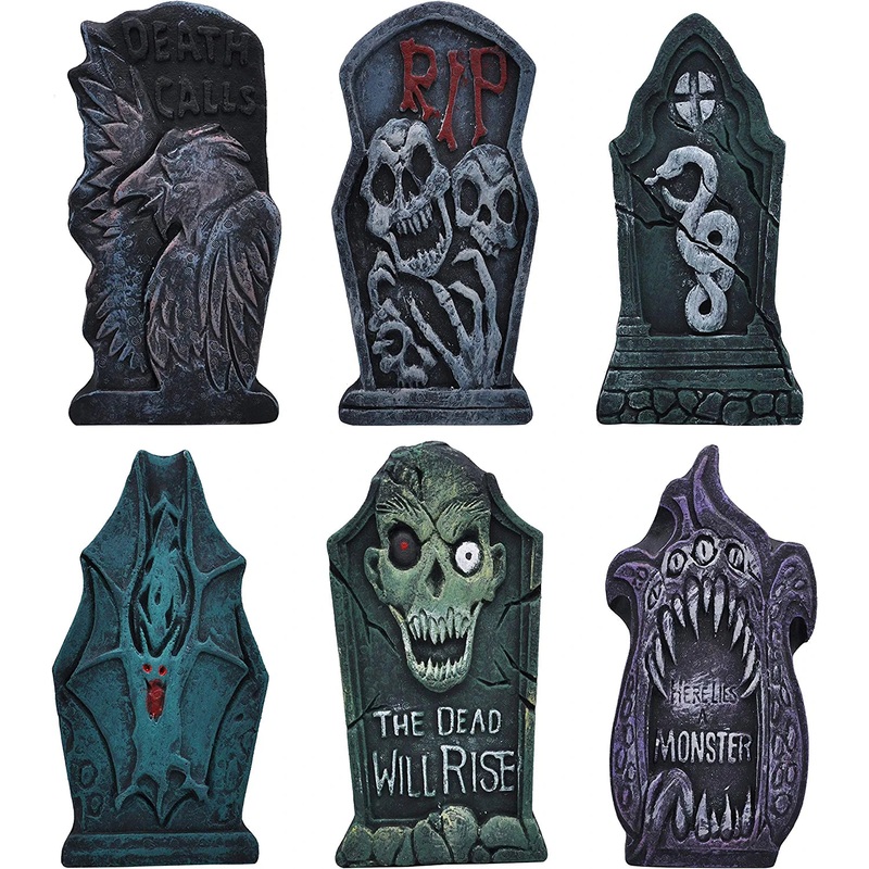 17in Tombstone With Snake Design Decorations, 6 Pack
