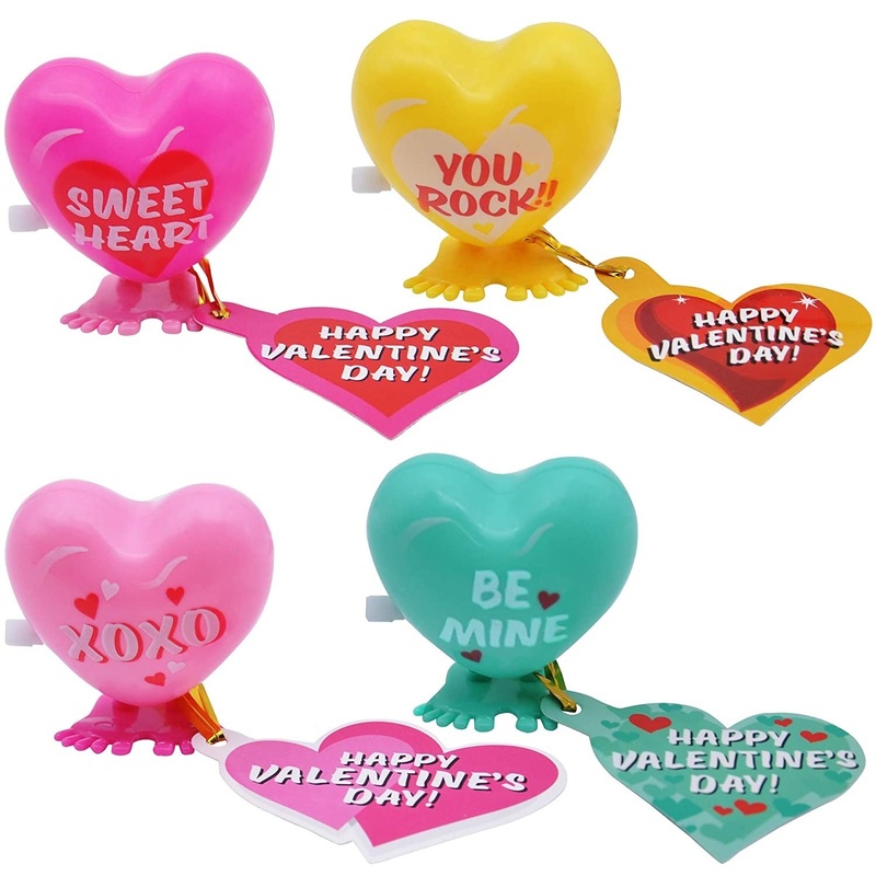 28Pcs Kids Valentines Cards With Wind-up Toys-Classroom Exchange Gifts