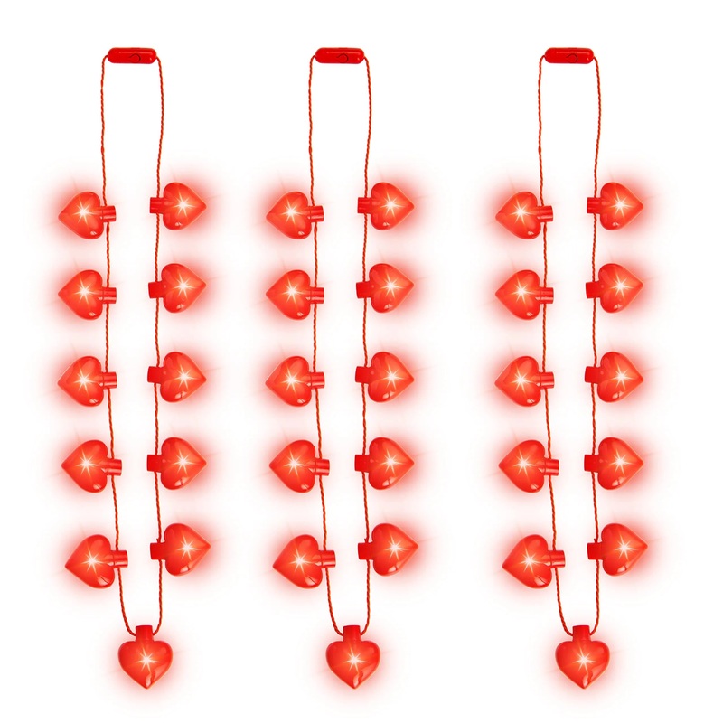 3Pcs Red Heart Necklace For Valentines Day