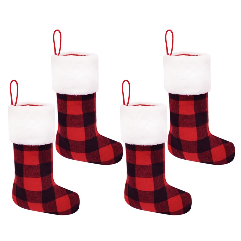 4 Pcs Buffalo Plaid Christmas Stockings