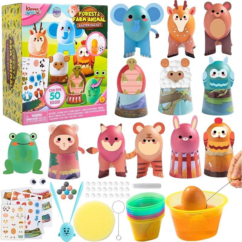 53Pcs DIY Easter Egg Dye Kit Forest and Farm Series