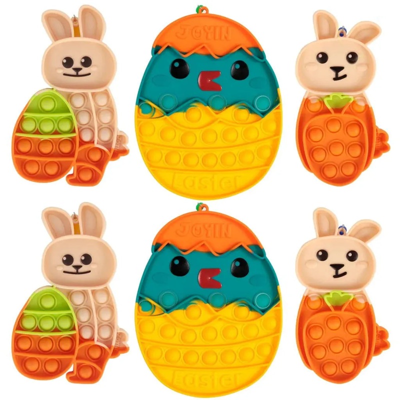 6Pcs Easter Push Bubble Toys
