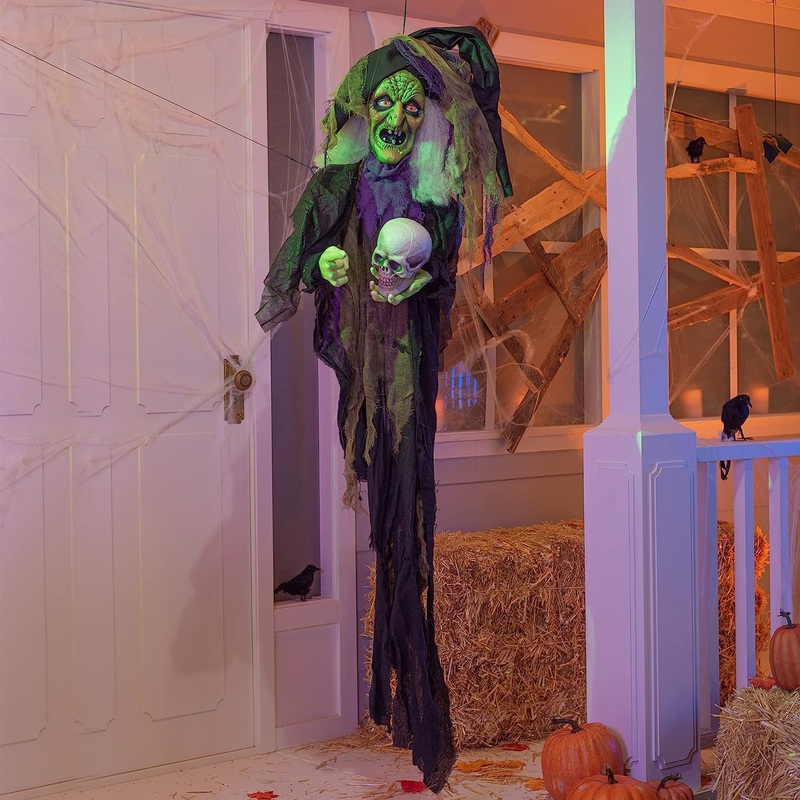 85in Animated Witch Holding a Skull