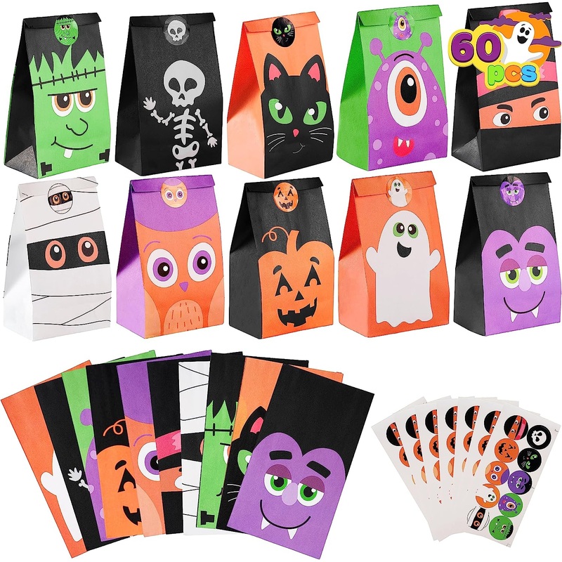 Characters Kraft Paper Treat Bags, 60 Pcs