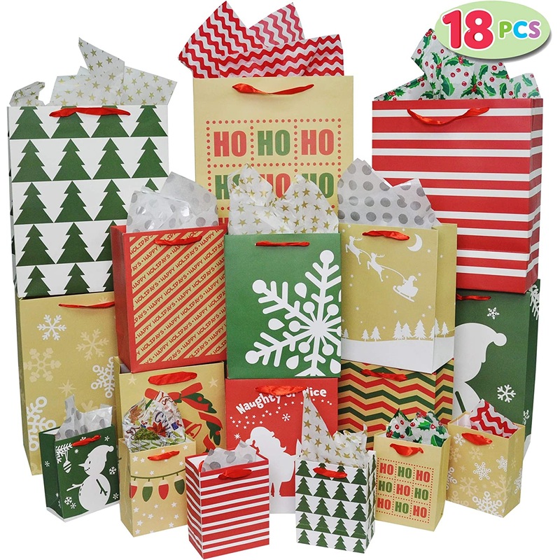 Christmas Assorted Gift Bags, 18 Pack