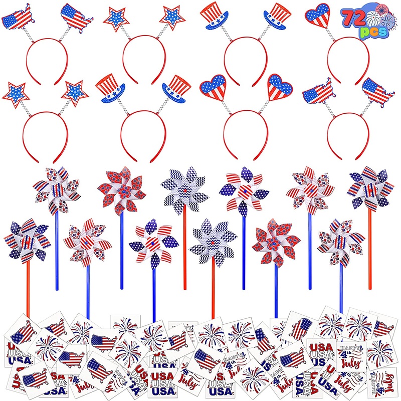 Pinwheels, Headbands, and Temporary Tattoos, 72 Pcs