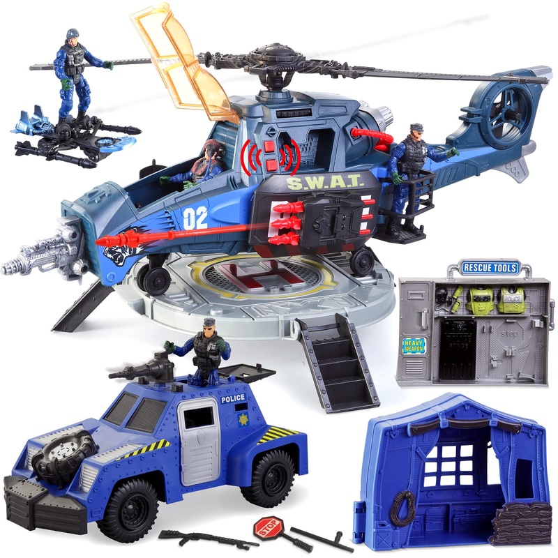 Police Combat Helicopter Toy Set