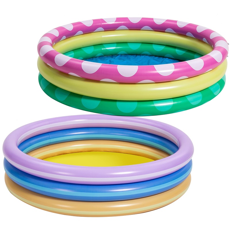 SLOOSH - 2 Packs 45in Multicolor Pattern Inflatable Baby Swimming Pool Set