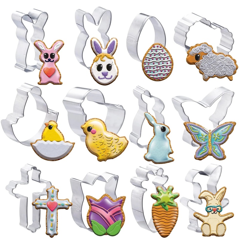 12Pcs Easter Bunny Cookie Cutters Set