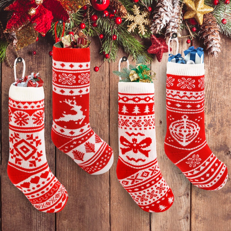 18in Red Christmas Stockings, 4 Pcs