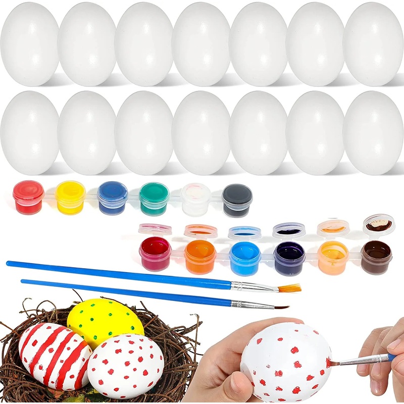 18Pcs Easter White Wooden Eggs DIY Craft Kit