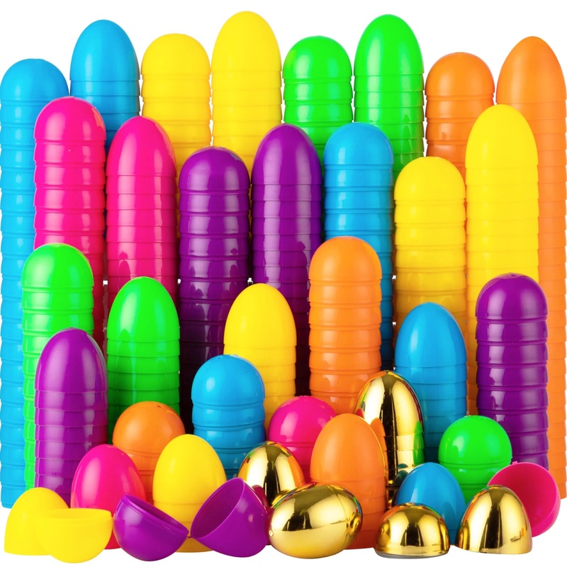 2.3in 494Pcs Easter Eggs + 6 Golden Eggs for Easter Hunt Classroom Prize Supplies Toy