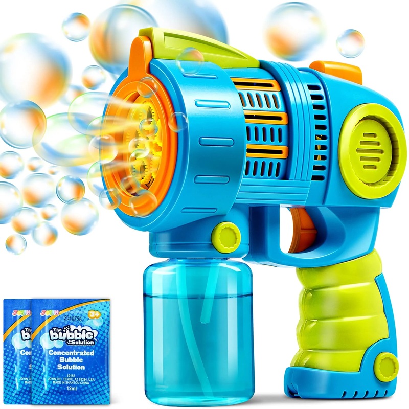 2 Packs Bubble Gun Machine with Bubble Refill Solution, 5000+ Bubbles Per Min