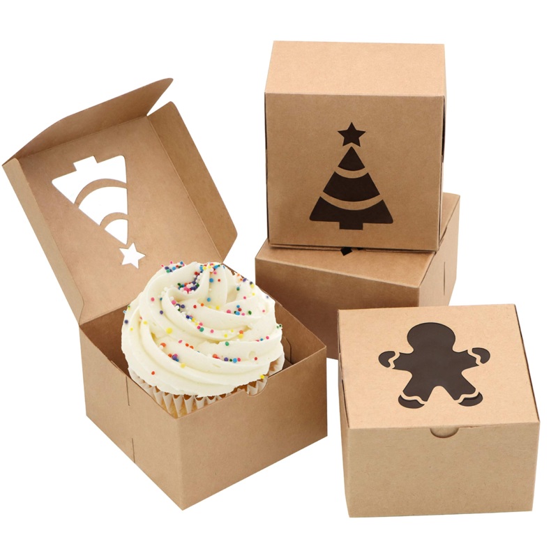 24 Kraft Cardboard Bakery Cookie Boxes