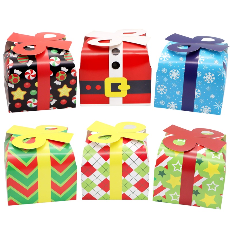 24 PCs 3D Christmas Goodie Boxes with Bow