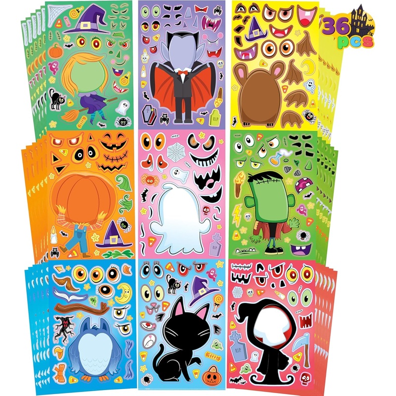 36 Pcs Halloween Make a Face Stickers for Kids