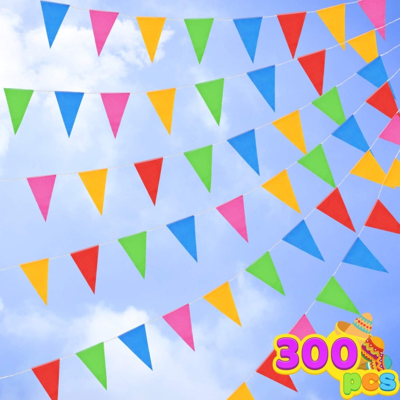 375 ft Fiesta Pennant flags in 5 Colors, 300 Pcs