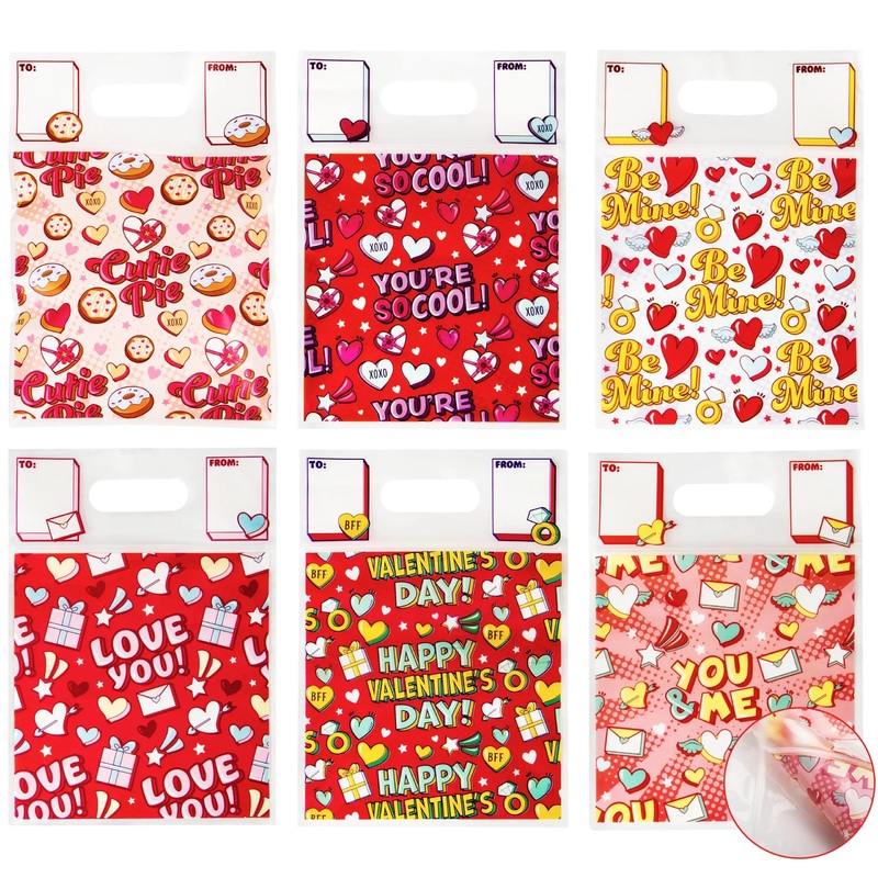 48Pcs Valentines Day Sealing Gift Bag with Handles
