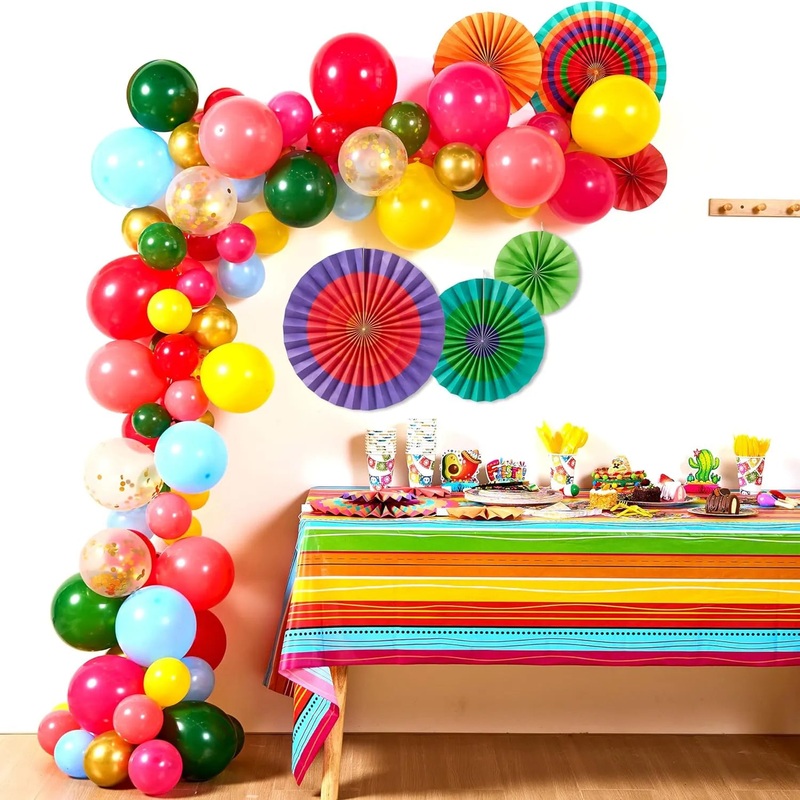 96Pcs Mexican Fiesta colorful Party Decoration Supplies with balloons