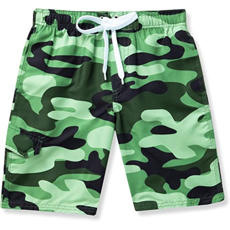SLOOSH - Green Camo Boys Swim Trunks