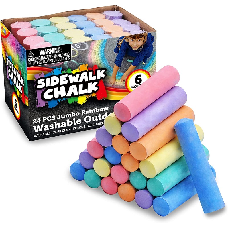 Washable Sidewalk Chalks Set, 24 Pcs