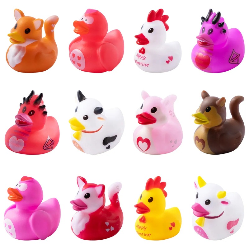 12Pcs Valentines Rubber Duckies