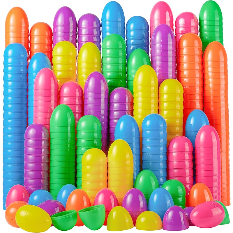 200Pcs Colorful Bright Plastic Easter Egg Shells 2.3in
