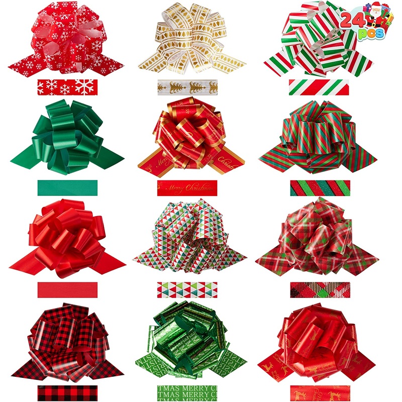 24Pcs Christmas Gift Wrap Ribbon