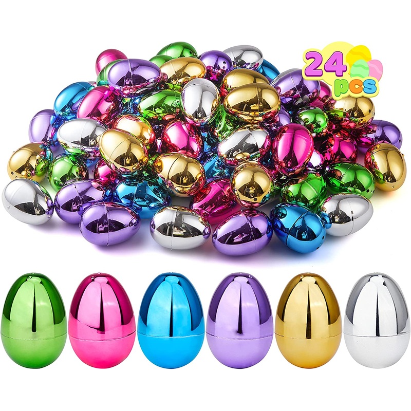 24Pcs Metallic Easter Egg Shells 3.15in