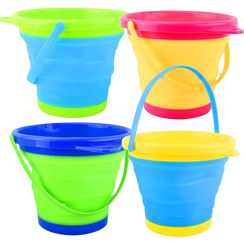 4Pcs Round Collapsible Bucket for Easter Egg Hunt