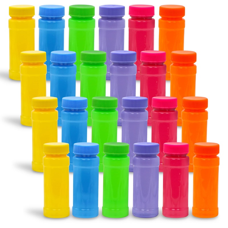6  Colors Bubble Bottles with wand Assortment, 24 pcs