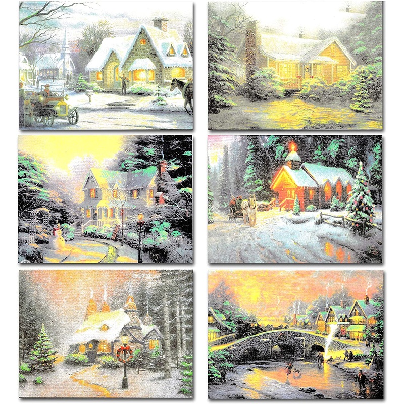 72 Pcs Snowy Town Greeting Cards