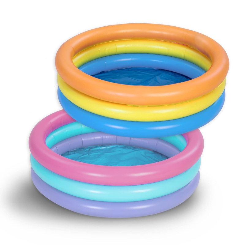 SLOOSH - 34in Multicolor (3 Color Rings) Inflatable Kiddie Pool Set, 2 Pack