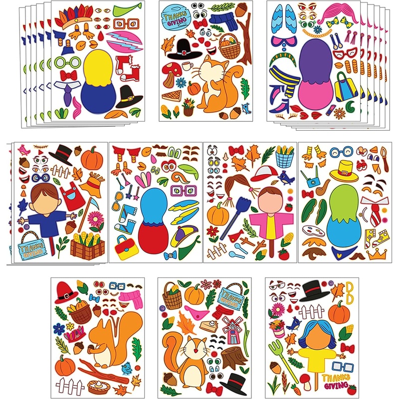 Thanksgiving Full-body Make-a-Face Mix and Match Stickers