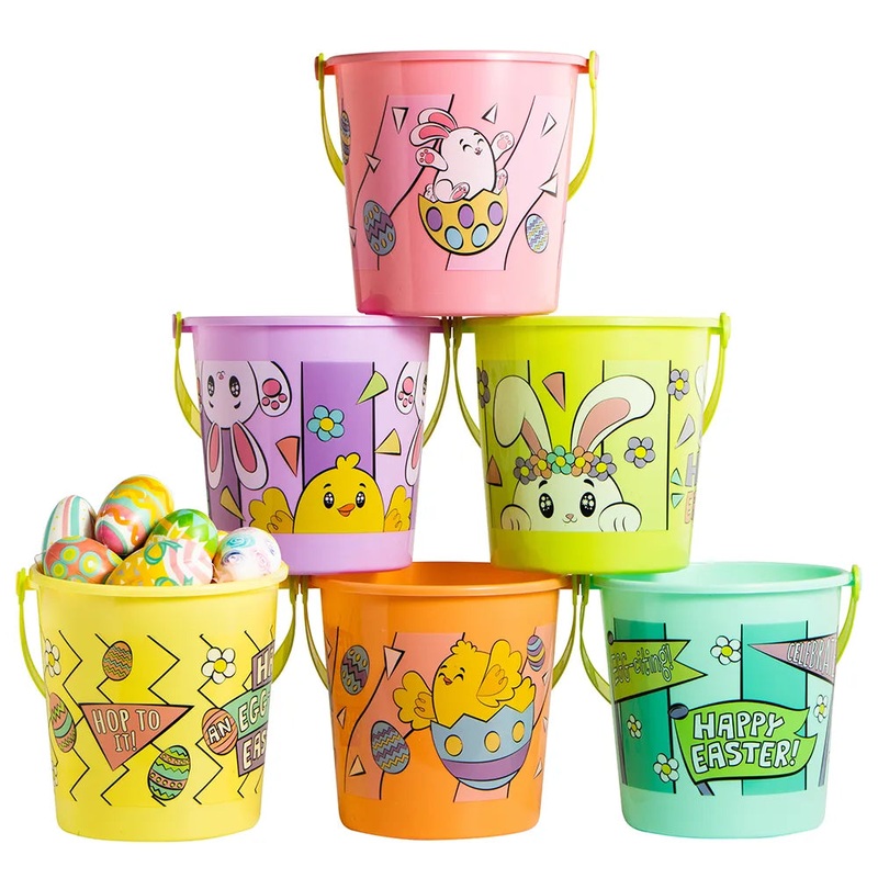 12Pcs Bunny Plastic Easter Baskets with Handles