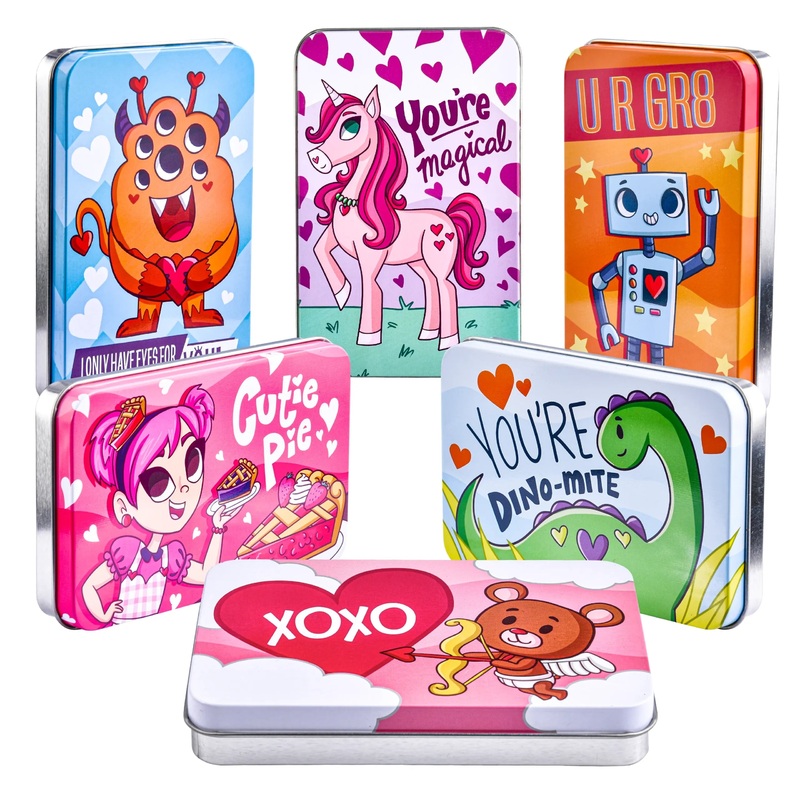 12Pcs Valentines Day Tin Boxes in 6 Designs