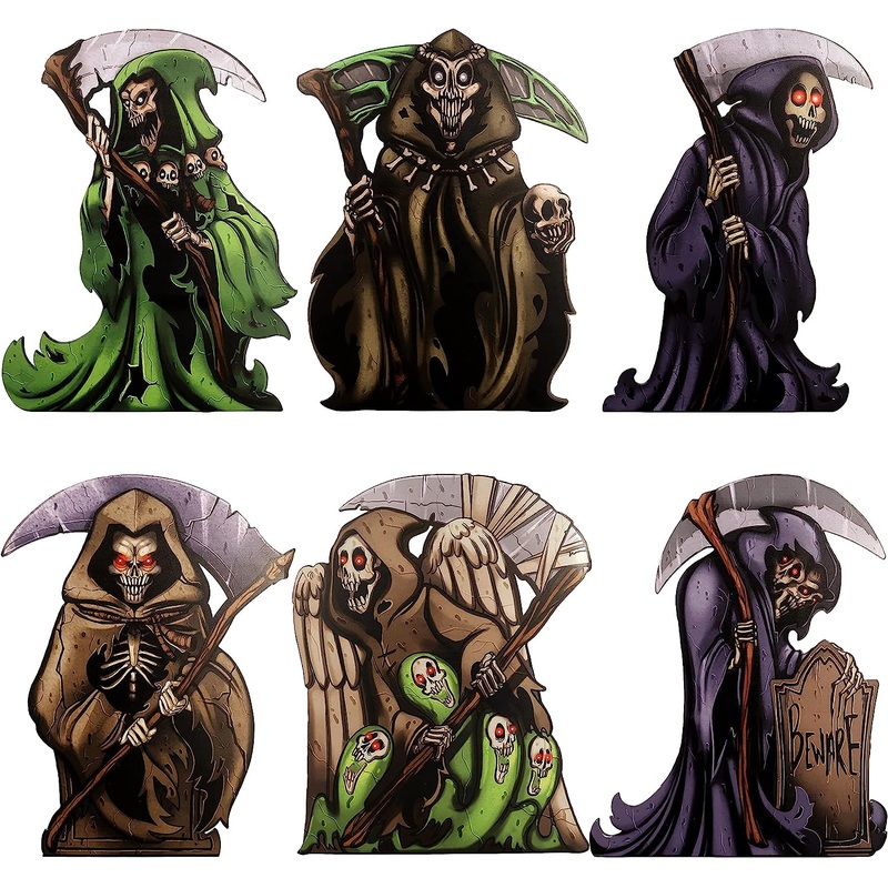 16.34" Grim Reaper Yard Stake Signs, 6 pack