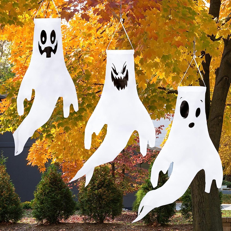 18in Ghost Windsock Hanging, 3 Pack