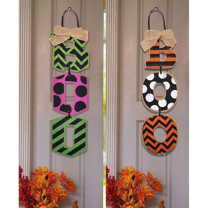 2 Halloween Boo Hanging Wall Signs