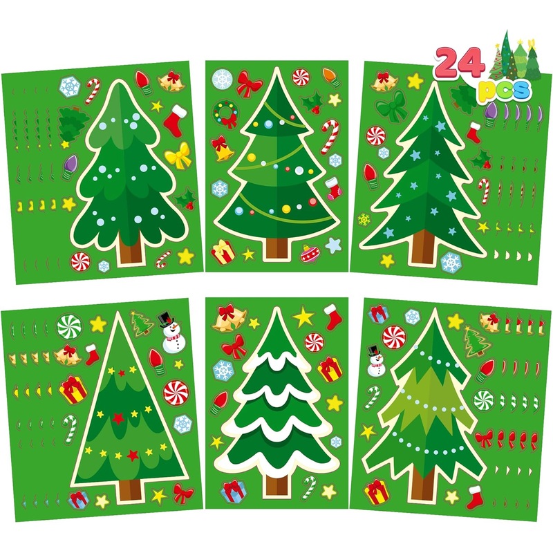 24 Pcs Christmas Tree Stickers, Make Your Own Christmas Tree Stickers Sheets