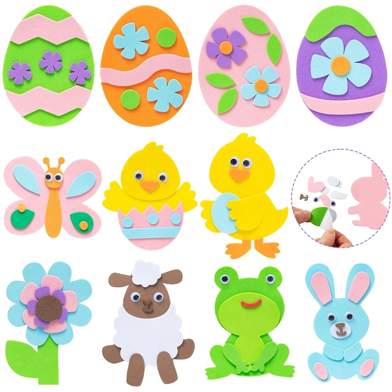 24Pcs Foam Easter Egg Magnet Craft Kit