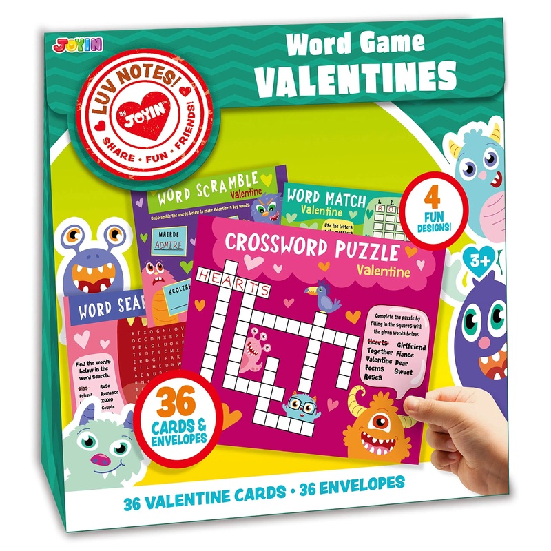 36Pcs Valentines Gift Cards With Word Game Cards