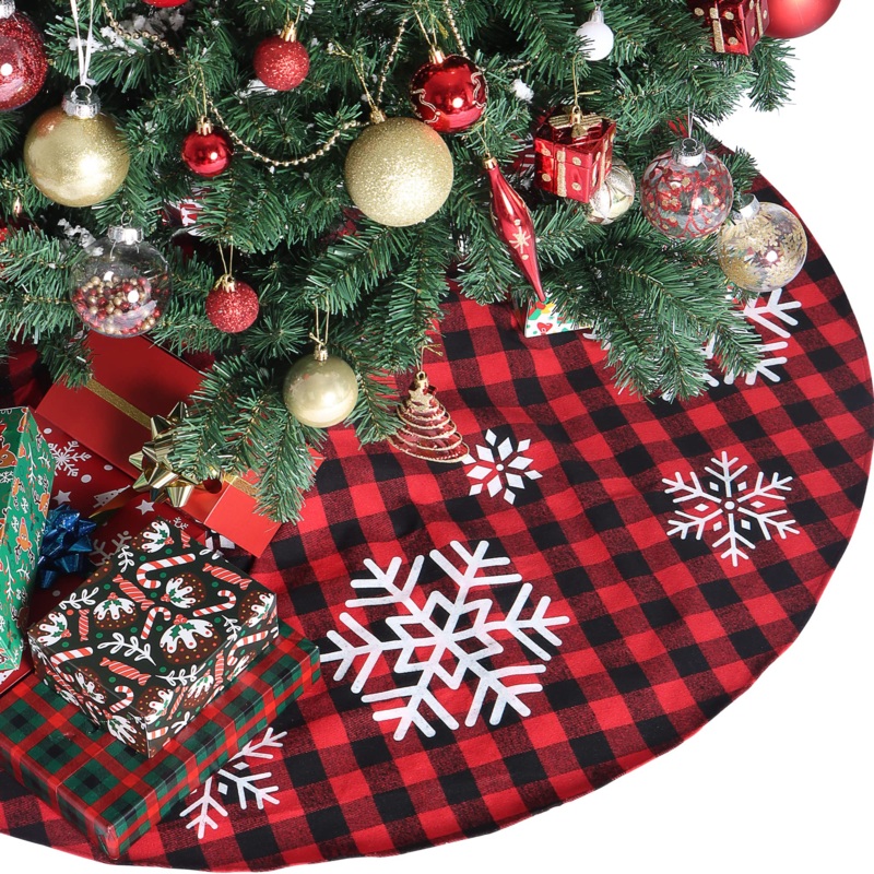 48'' Red and Black Buffalo Check Plaid Tree Skirt