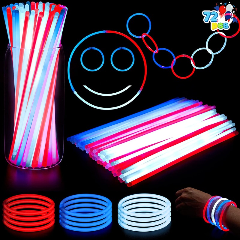 72Pcs July 4th Glow Sticks with Connectors