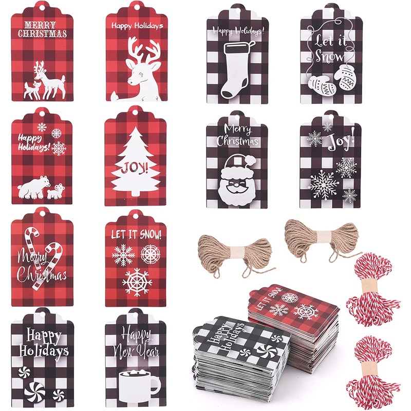 Buffalo Plaid Tags, 200pcs