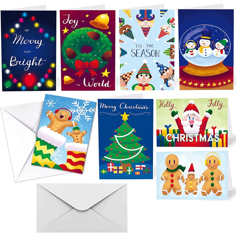 Christmas Colored Print Gift Card with Envelopes, 48 pcs