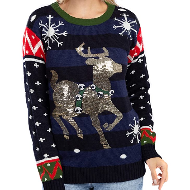 Christmas Sweaters Women's Cute Shining Reindeer Ugly Christmas Sweater