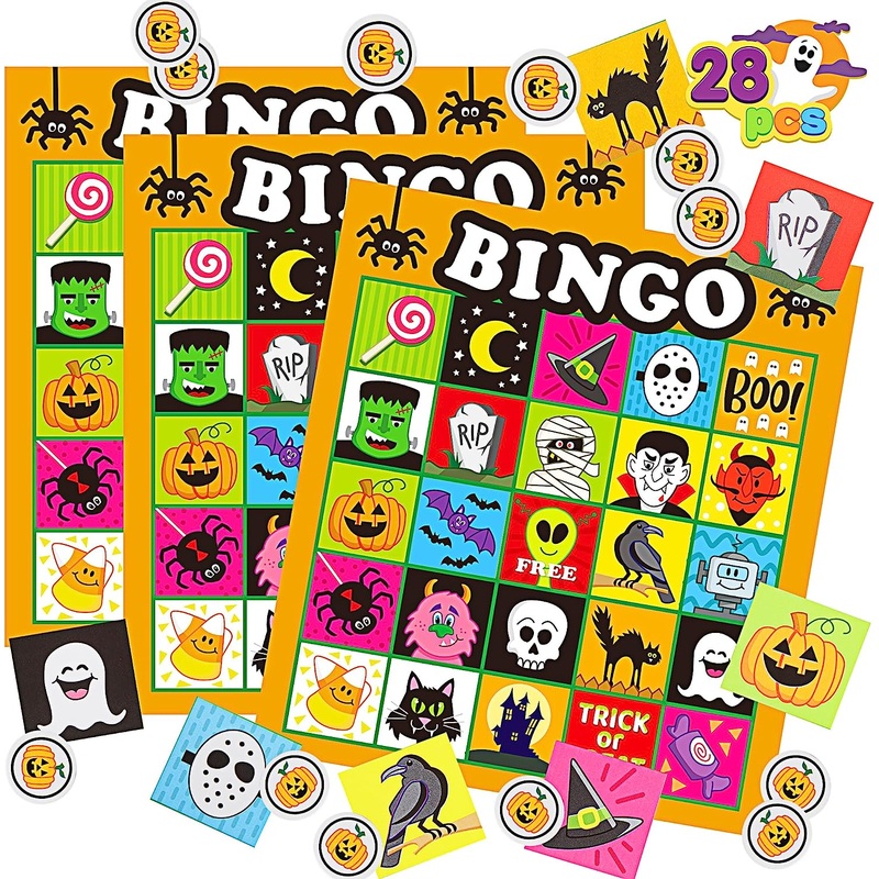 Halloween Bingo Game Card for Kids, 28 Pcs