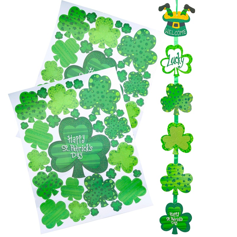 St. Patrick's Welcome Sign with Shamrock Clings