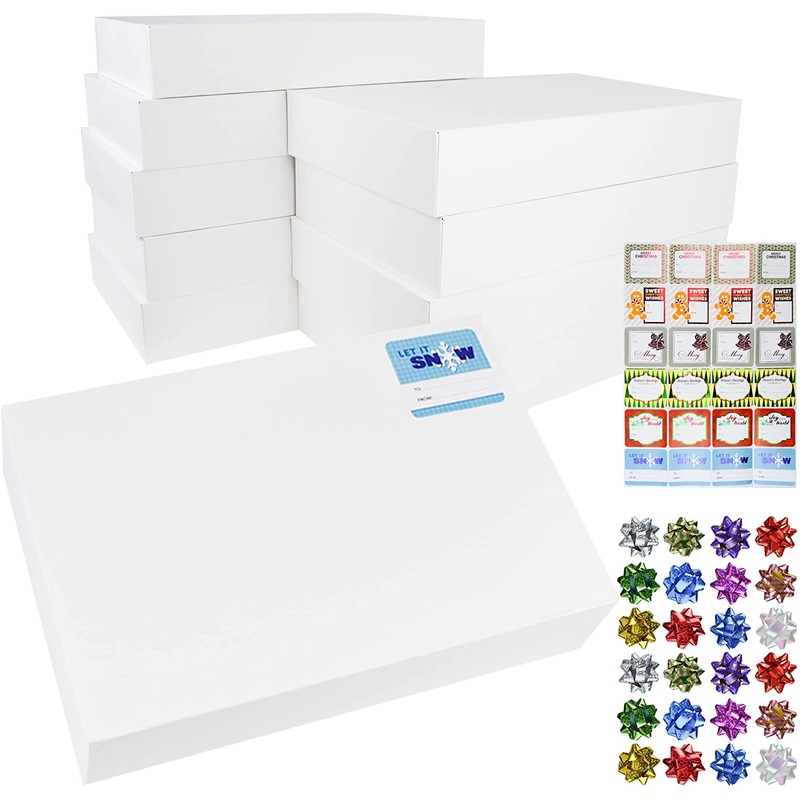White Gift Box with Vintage Stickers, 24 Pcs